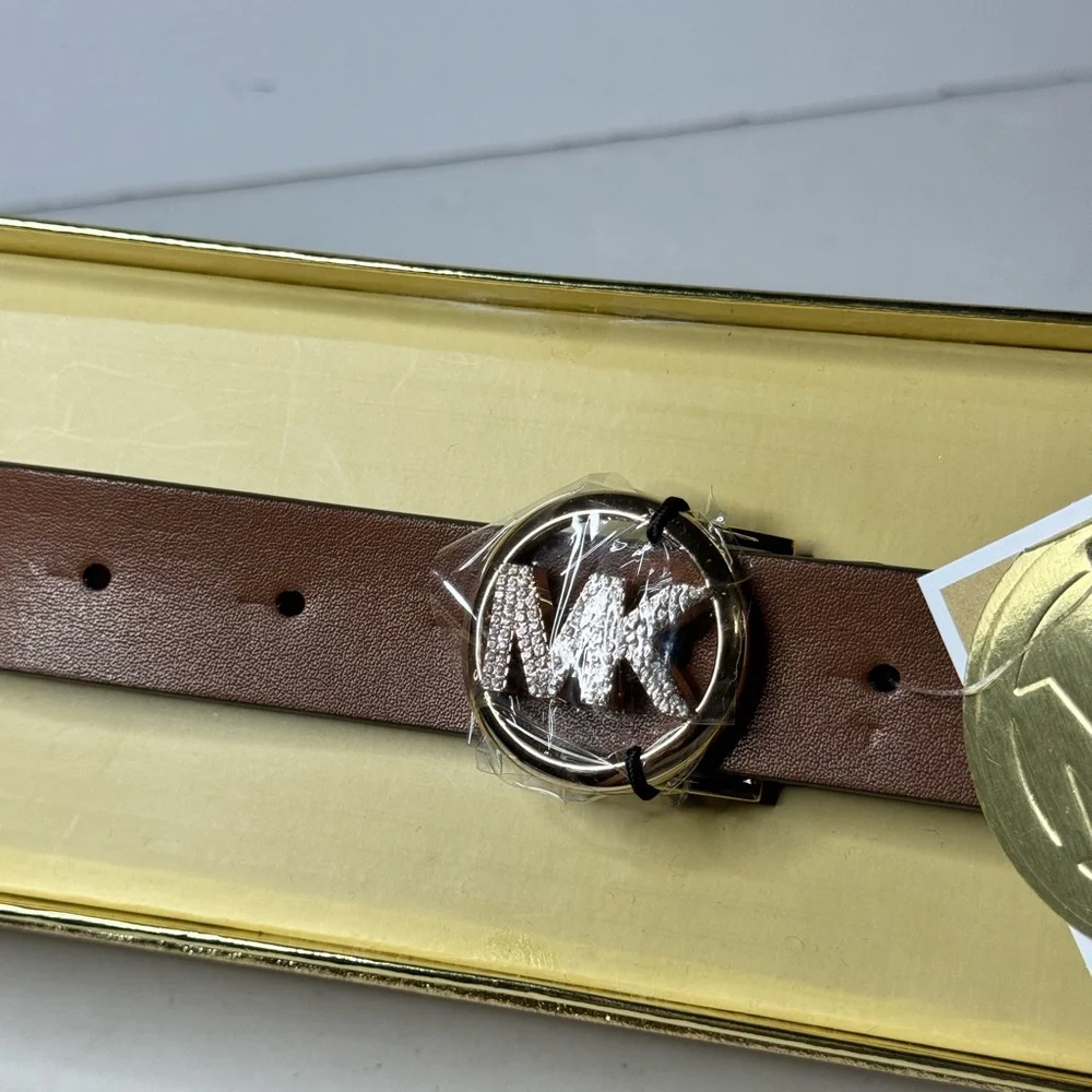 Michael Kors MK Belt Women's Brown With Rhinestones and Logo 28 MM size S/M